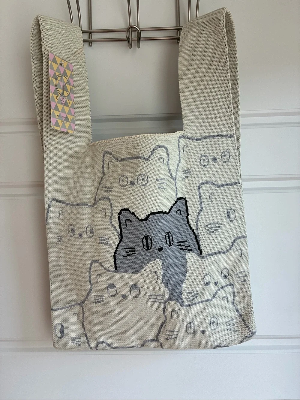 Cat Pattern Beige & Gray Tote Bag for Cat Lovers